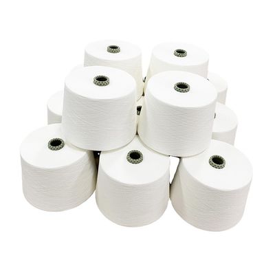 GRS MVS Yarn 100% Recycled Polyester Ne32S Vortex Spinning Yarn Raw White