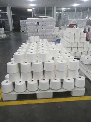 Polyester/Viscose TR 80/20 Blended Spandex Core Spun Yarn Raw White Yarn for Denim Fabric